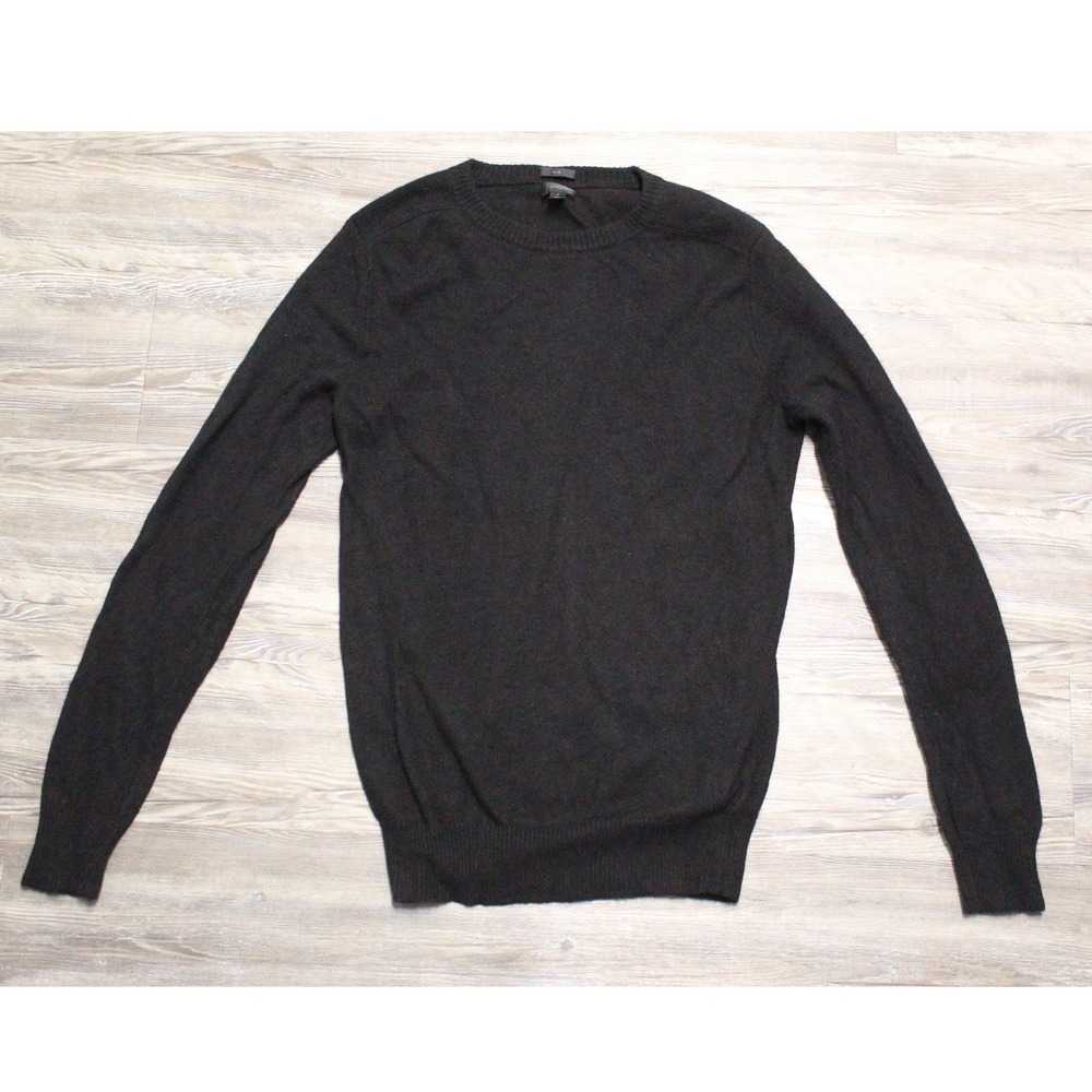 J.Crew Mens Crewneck Sweater Sz S Merino Wool Alpaca Blend Elbow Patches Black